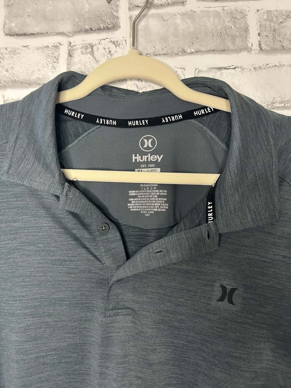 Hurley Men's Heathered Moisture-Wicking Performance Polo Shirt - Picture 2 of 4